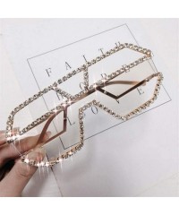 Oversized Trendy Oversized Lens Rhinestone Sunglasses for Women One Piece Bling Frame UV Protection - C1 - CQ190OGGZD9 $15.03