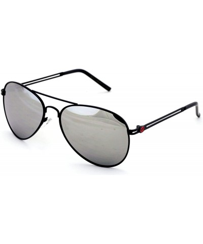Aviator Sunglasses Silver Mirror Lens Black - Black - C018HSDX6TT $21.43