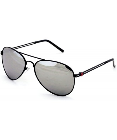 Aviator Sunglasses Silver Mirror Lens Black - Black - C018HSDX6TT $12.04