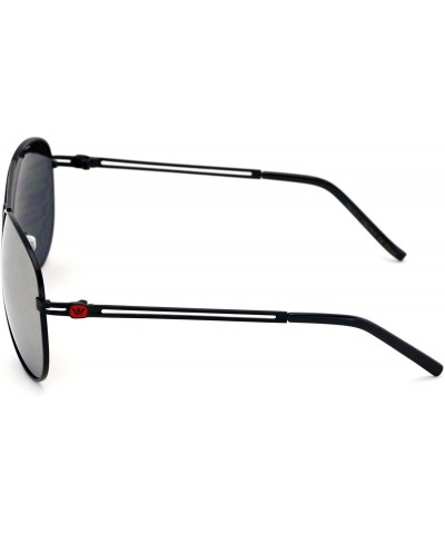 Aviator Sunglasses Silver Mirror Lens Black - Black - C018HSDX6TT $12.04
