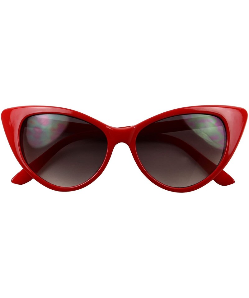 Goggle Women's Cat Eye Retro Sunglasses Cardi B Style Mod Frame Exaggerated High Pointed Tip Fashion Shades - Red Frame - C31...