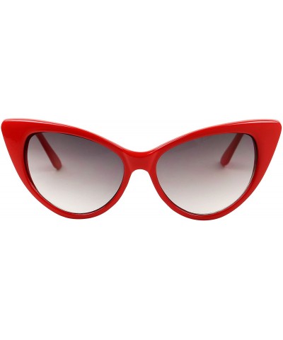 Goggle Women's Cat Eye Retro Sunglasses Cardi B Style Mod Frame Exaggerated High Pointed Tip Fashion Shades - Red Frame - C31...