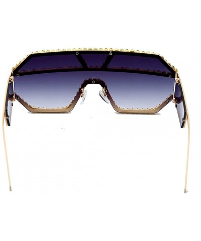 Oversized Trendy Oversized Lens Rhinestone Sunglasses for Women One Piece Bling Frame UV Protection - C1 - CQ190OGGZD9 $23.62