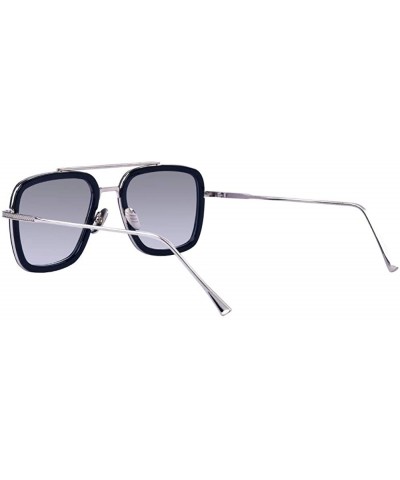 Oversized Retro Aviator Sunglasses Square Gold Metal Frame for Men Women Sunglasses Classic Iron Man Tony Stark Shades - CB18...