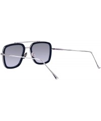 Oversized Retro Aviator Sunglasses Square Gold Metal Frame for Men Women Sunglasses Classic Iron Man Tony Stark Shades - CB18...