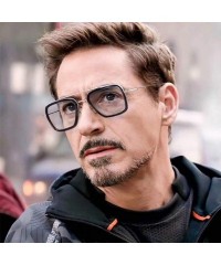 Oversized Retro Aviator Sunglasses Square Gold Metal Frame for Men Women Sunglasses Classic Iron Man Tony Stark Shades - CB18...