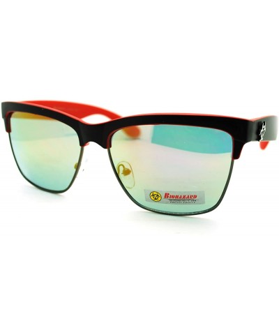Wayfarer Biohazard Half Rim Square Sunglasses Unisex Skater Sporty Fashion - Black Red - CR11MBOL04P $17.66