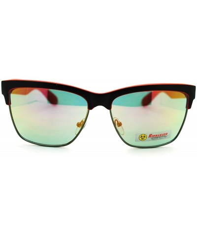 Wayfarer Biohazard Half Rim Square Sunglasses Unisex Skater Sporty Fashion - Black Red - CR11MBOL04P $11.37