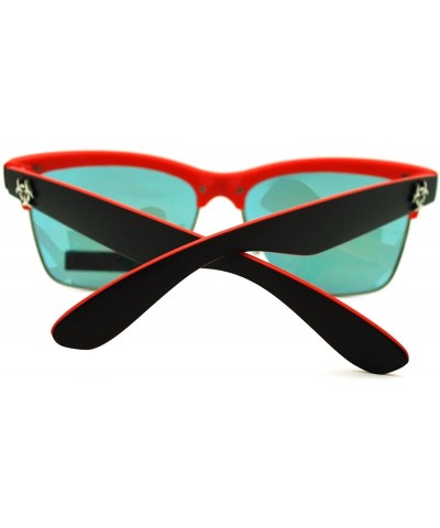 Wayfarer Biohazard Half Rim Square Sunglasses Unisex Skater Sporty Fashion - Black Red - CR11MBOL04P $11.37