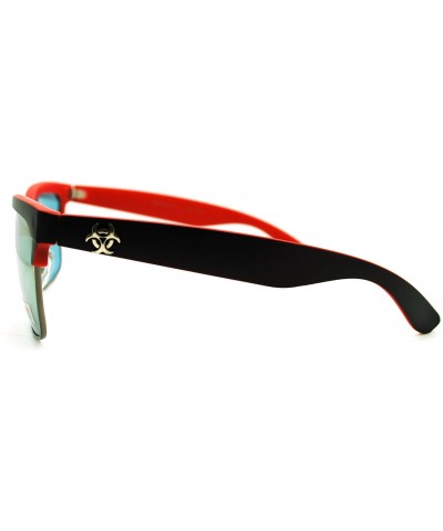 Wayfarer Biohazard Half Rim Square Sunglasses Unisex Skater Sporty Fashion - Black Red - CR11MBOL04P $11.37