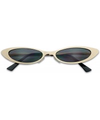 Goggle Colorful Tinted Cat Eye Sunglasses Small Narrow Oval Vintage 90's Shades - Gold Frame - Black - CP18ERDS7U4 $8.88