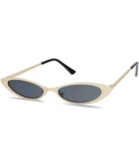 Goggle Colorful Tinted Cat Eye Sunglasses Small Narrow Oval Vintage 90's Shades - Gold Frame - Black - CP18ERDS7U4 $8.88