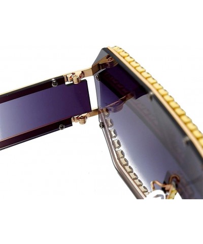 Oversized Trendy Oversized Lens Rhinestone Sunglasses for Women One Piece Bling Frame UV Protection - C1 - CQ190OGGZD9 $15.03