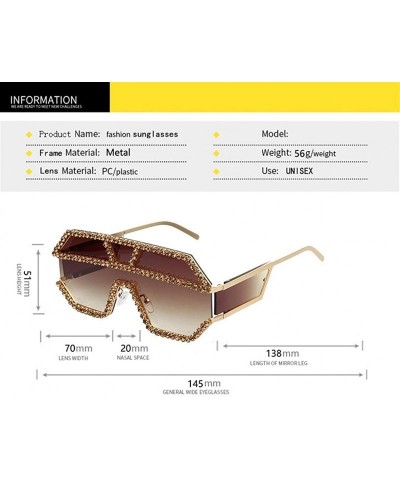 Oversized Trendy Oversized Lens Rhinestone Sunglasses for Women One Piece Bling Frame UV Protection - C1 - CQ190OGGZD9 $15.03