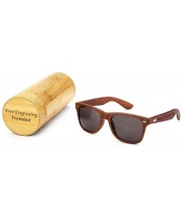 Wayfarer Personalized Walnut Wood Wooden Sunglasses UV400 Groomsmen Gifts (Sunglasses with bamboo box - Mirrored black) - CT1...
