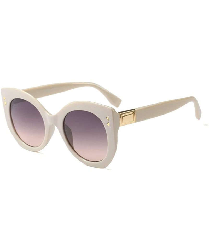 Oversized 2018 New Fashion Cat Sunglasses unisex Vintage Brand Designer Rivet Shades Sun Glasses Big Frame Eyewear - Milky - ...