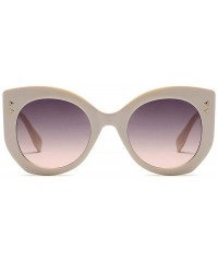 Oversized 2018 New Fashion Cat Sunglasses unisex Vintage Brand Designer Rivet Shades Sun Glasses Big Frame Eyewear - Milky - ...