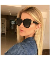 Oversized 2018 New Fashion Cat Sunglasses unisex Vintage Brand Designer Rivet Shades Sun Glasses Big Frame Eyewear - Milky - ...