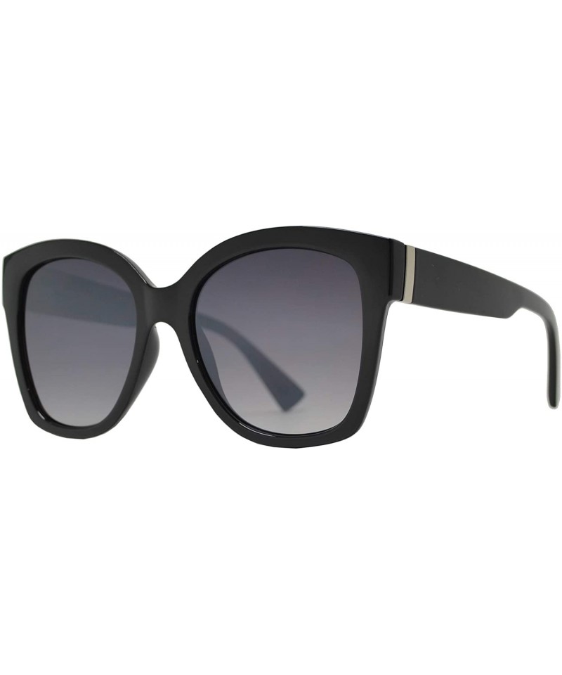 Oversized Women Large Retro Fashion Designer Butterfly Sunglasses UV Protection - Black + Gradient - CG195Q4RXTC $13.76