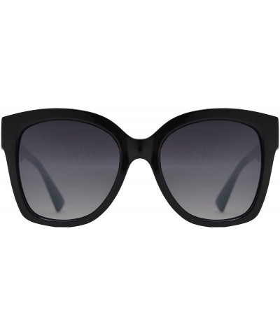 Oversized Women Large Retro Fashion Designer Butterfly Sunglasses UV Protection - Black + Gradient - CG195Q4RXTC $24.84