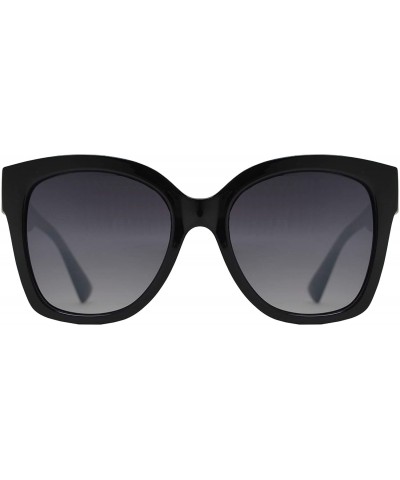 Oversized Women Large Retro Fashion Designer Butterfly Sunglasses UV Protection - Black + Gradient - CG195Q4RXTC $24.84