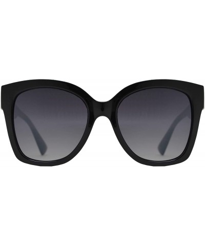 Oversized Women Large Retro Fashion Designer Butterfly Sunglasses UV Protection - Black + Gradient - CG195Q4RXTC $13.76