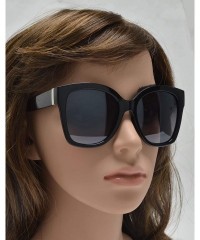 Oversized Women Large Retro Fashion Designer Butterfly Sunglasses UV Protection - Black + Gradient - CG195Q4RXTC $24.84