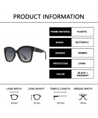 Oversized Women Large Retro Fashion Designer Butterfly Sunglasses UV Protection - Black + Gradient - CG195Q4RXTC $13.76