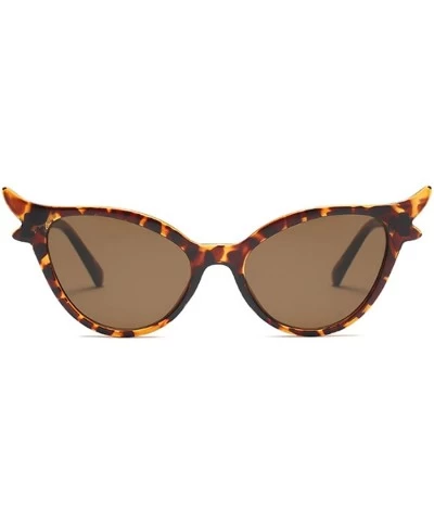 Goggle Women Vintage Retro Cat Eye Sunglasses Resin frame Oval Lens Mod Style - Leopard - CO18DTNO370 $19.91