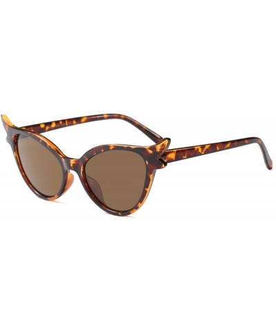 Goggle Women Vintage Retro Cat Eye Sunglasses Resin frame Oval Lens Mod Style - Leopard - CO18DTNO370 $10.09