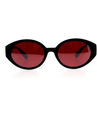 Round Womens Plastic Oval Mod Round Retro Classic Sunglasses - Black Red - CC18CGNZCOR $21.12