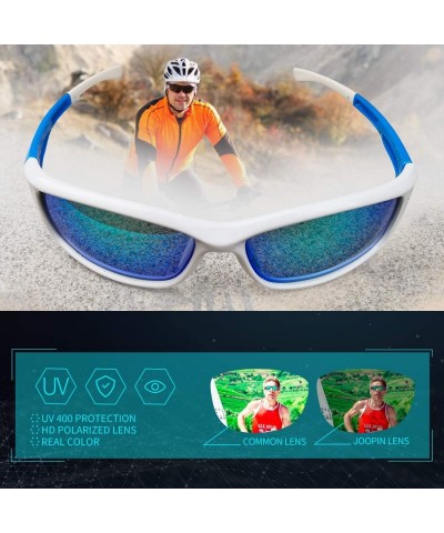 Goggle Polarized Sport Sunglasses for Men Women UV400 Sports Sun Glasses Shades - White Frame Green Mirrored Lens - CK195NGKZ...