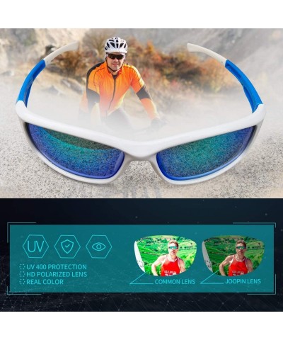 Goggle Polarized Sport Sunglasses for Men Women UV400 Sports Sun Glasses Shades - White Frame Green Mirrored Lens - CK195NGKZ...