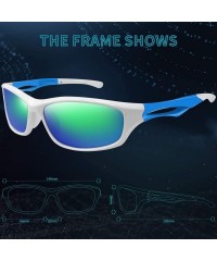 Goggle Polarized Sport Sunglasses for Men Women UV400 Sports Sun Glasses Shades - White Frame Green Mirrored Lens - CK195NGKZ...