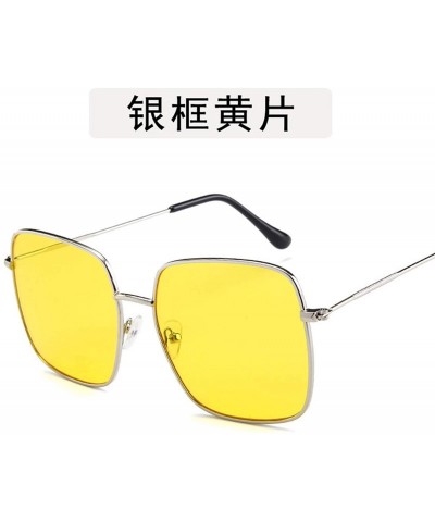 Square Fashion Ladie Retro Square Eye Classic Women Sunglasses Tinted Color Lens Big Metal Frame Men Sun Glasses - 3 - CZ198Z...