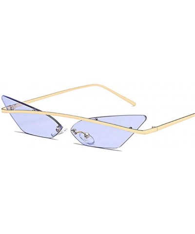 Rimless Narrow Cat Eye Rimless Sunglasses Women Vintage Designer Men Eyewear Shades Sun Glasses - Purple - C918Y8AMEOR $45.77