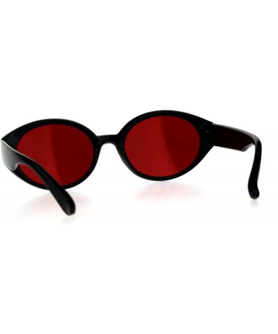 Round Womens Plastic Oval Mod Round Retro Classic Sunglasses - Black Red - CC18CGNZCOR $12.30