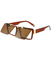 Square Blocking Eyeglasses Double Sunglasses Eyewear - Brown - CO18XURICU8 $11.20