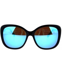 Butterfly Womens Pearl Jewel Diva Butterfly Designer Fashion Plastic Sunglasses - Black Blue Mirror - CT18GHRUKHX $10.28