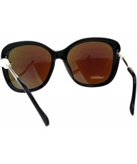 Butterfly Womens Pearl Jewel Diva Butterfly Designer Fashion Plastic Sunglasses - Black Blue Mirror - CT18GHRUKHX $19.31