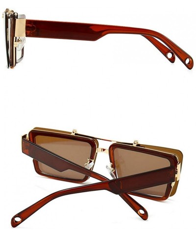 Square Blocking Eyeglasses Double Sunglasses Eyewear - Brown - CO18XURICU8 $11.20