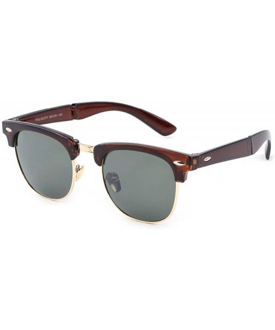 Square Polarized Modern Black Square Foldable Sunglasses with Case - C3 - CI18TLQRW5N $25.75