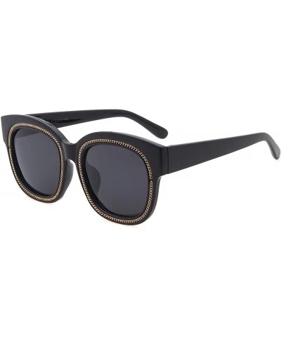 Goggle Classic Sunglasses for Women Round Retro Fashion Frame UV400 Lens - 黑色 - C018E2O2Q7U $22.73