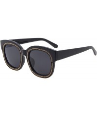 Goggle Classic Sunglasses for Women Round Retro Fashion Frame UV400 Lens - 黑色 - C018E2O2Q7U $11.98