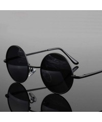 Goggle Retro Vintage Round Polarized Sunglasses Men Women Er FeSun Glasses Metal Frame Black Lens Eyewear Driving - CK198AH46...