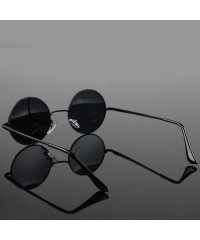 Goggle Retro Vintage Round Polarized Sunglasses Men Women Er FeSun Glasses Metal Frame Black Lens Eyewear Driving - CK198AH46...