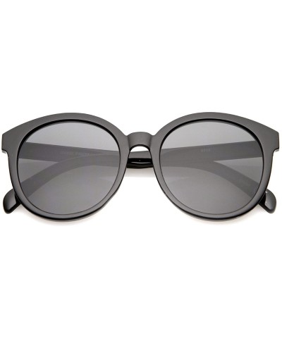 Oversized Oversize Horn Rimmed Flat Lens Round Sunglasses 55mm - Black / Smoke - CN12O7M3XCO $19.96