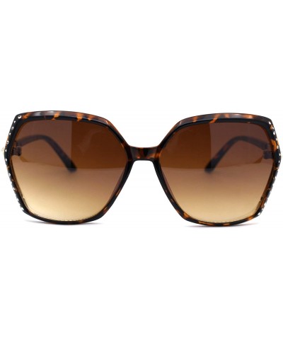 Butterfly Womens Rhinestone Jewel Trim Rectangular Butterfly Sunglasses - Tortoise Gold Brown - C0193N38ULN $14.32