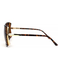 Butterfly Womens Rhinestone Jewel Trim Rectangular Butterfly Sunglasses - Tortoise Gold Brown - C0193N38ULN $14.32