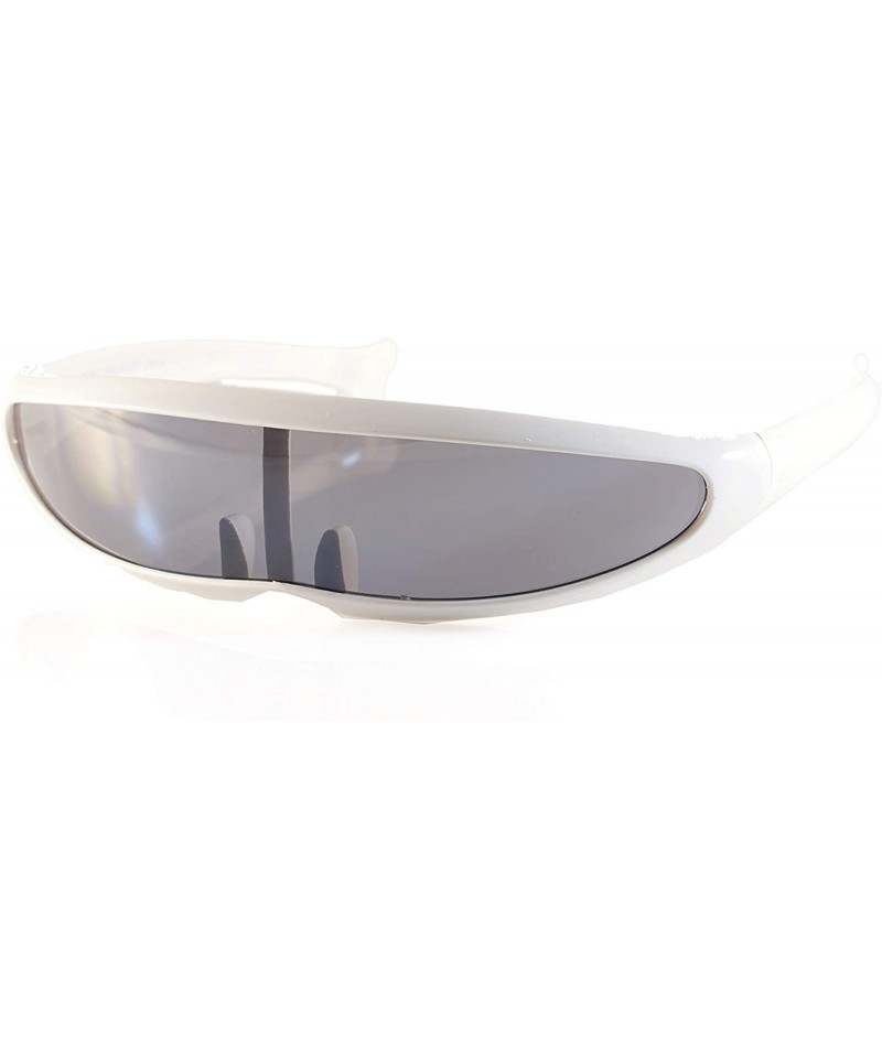 Shield Futuristic Smoke Mono Lens Color Frame Cyber Robot Sunglasses A274 - White - CZ18RU8TYYZ $11.73